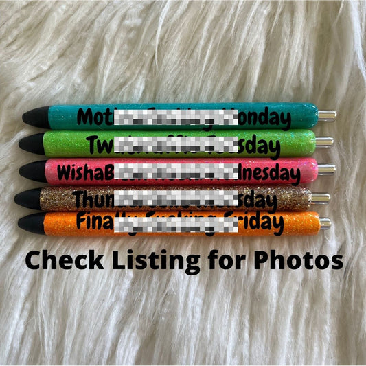 Sassy curse word days of the week pens