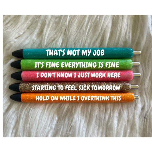 Fun Sayings Office Weekday Glitter Pens