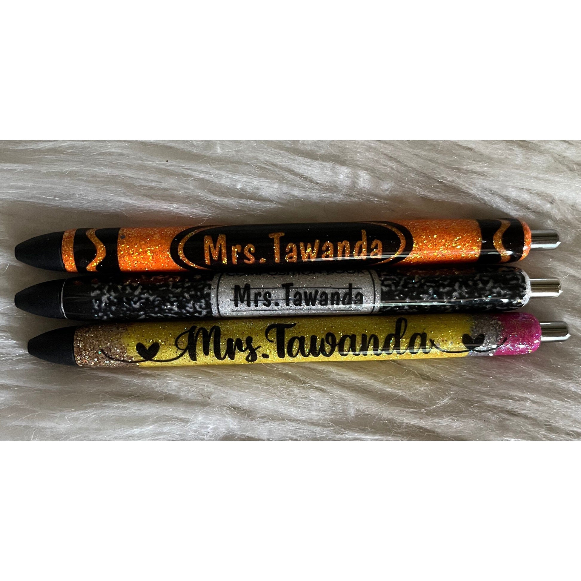Custom stapler teacher back to school glitter stapler pencil crayon cheetah composition book