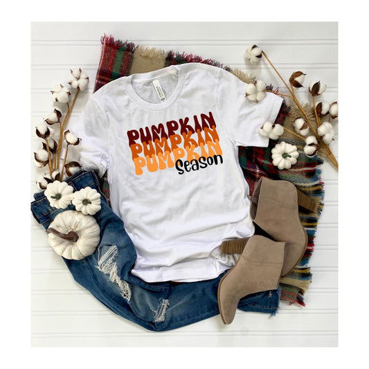 Retro Ombre pumpkin season Bella + Canvas T-shirt Womens Fall Vintage