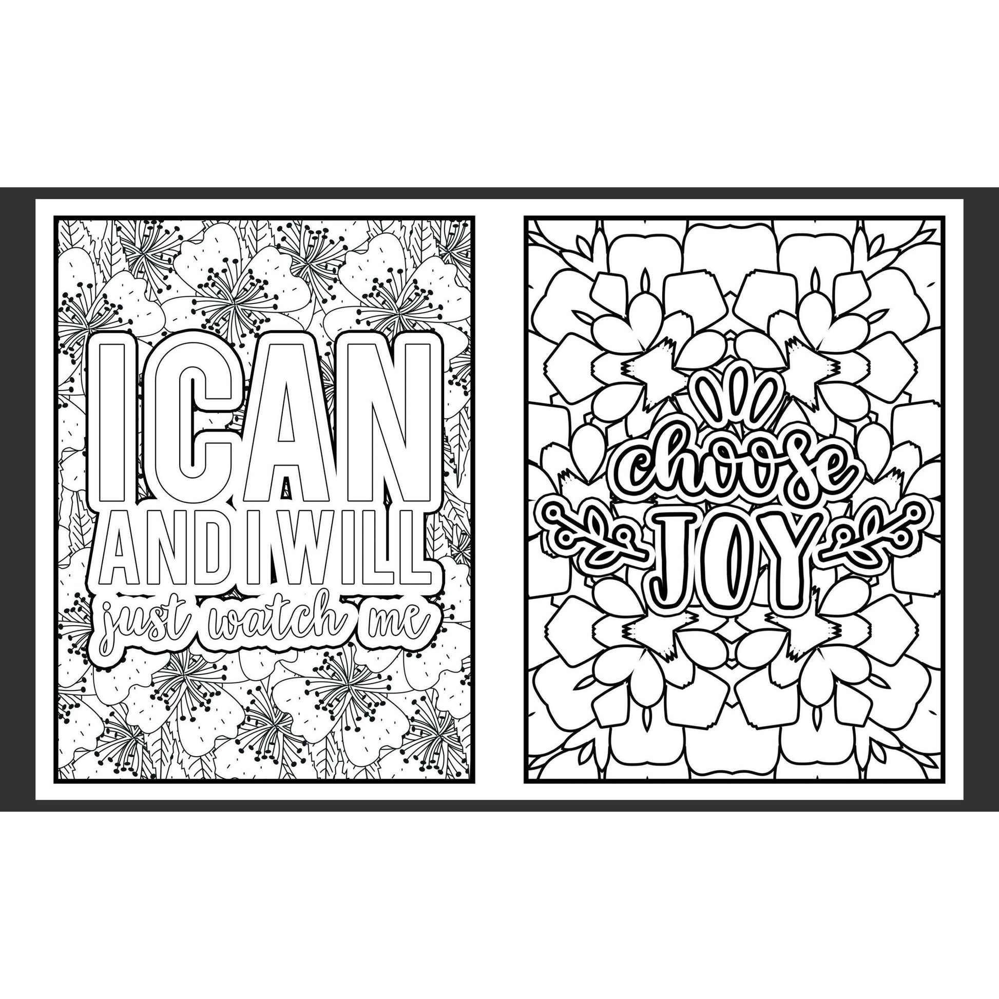 Coloring book pages | Encouragement quotes | 20 different designs | Adult coloring print from home
