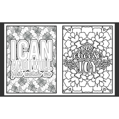 Coloring book pages | Encouragement quotes | 20 different designs | Adult coloring print from home
