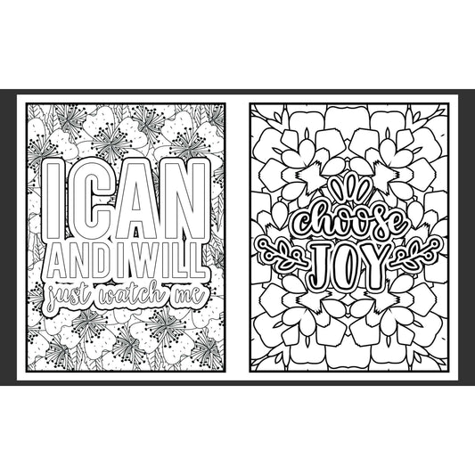 Coloring book pages | Encouragement quotes | 20 different designs | Adult coloring print from home
