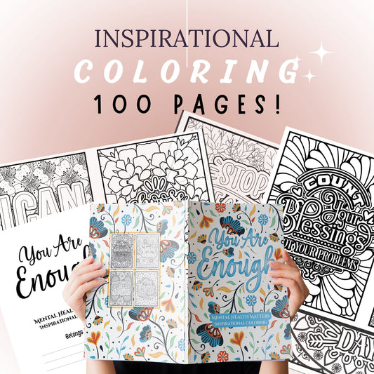Coloring book pages | Encouragement quotes | 20 different designs | Adult coloring print from home