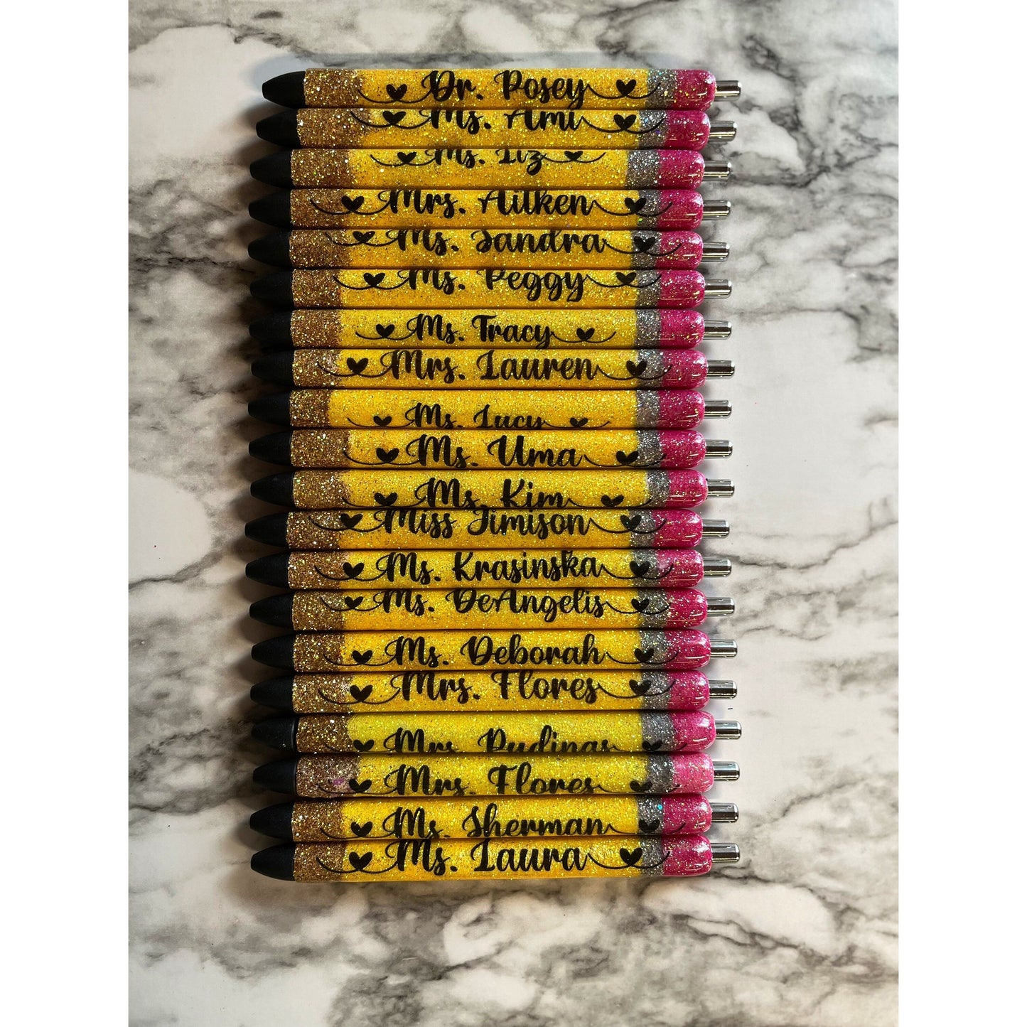 Glitter Pencil Pen Teacher Pen Teacher Gift Personalized Glitter Pen Valentines Gift Pencil Pen Custom