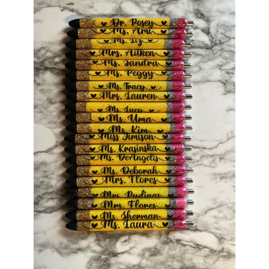 Glitter Pencil Pen Teacher Pen Teacher Gift Personalized Glitter Pen Valentines Gift Pencil Pen Custom