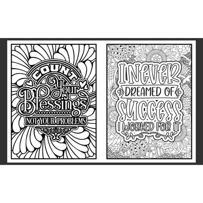 Coloring book pages | Encouragement quotes | 20 different designs | Adult coloring print from home