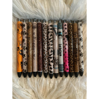 Glitter gel pen, custom glitter pen, nursing pen, animal print pens, cow print pens, personalized pens, Christmas gift, teacher pens,