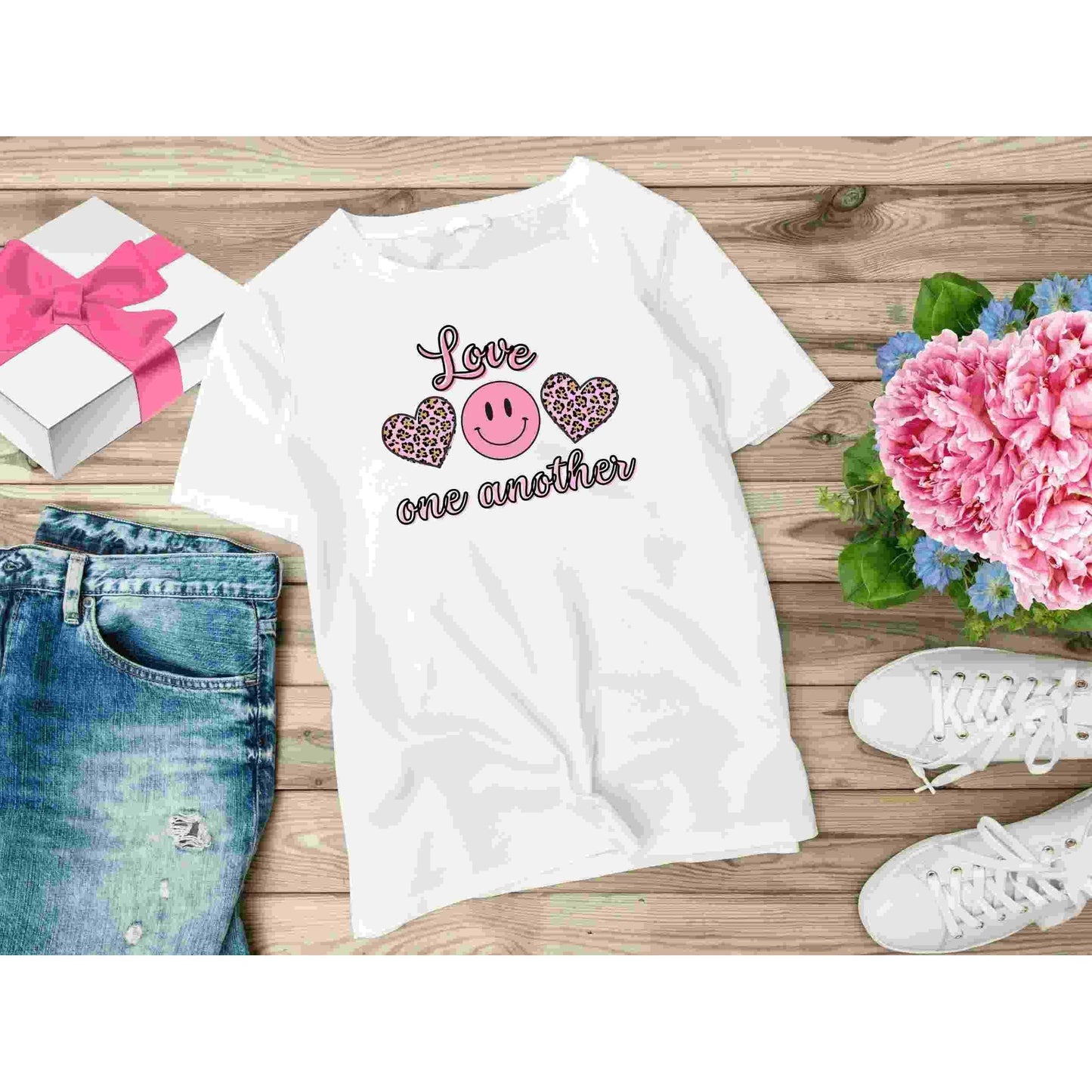 Valentines Day PNG | Hand Lettered Bible Verse Quote Faith "Love One Another" | sublimation digital design | leopard print cheetah
