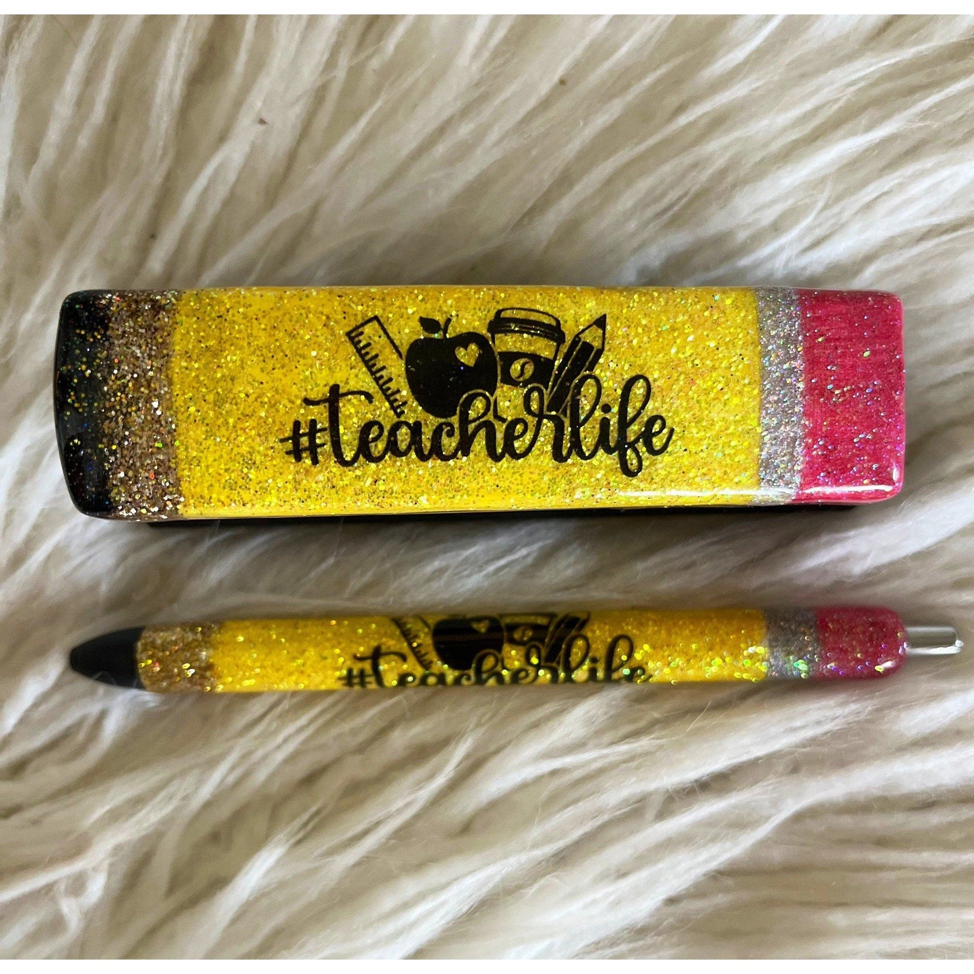 Teacher gift glitter pen matching stapler #teacherlife pencil