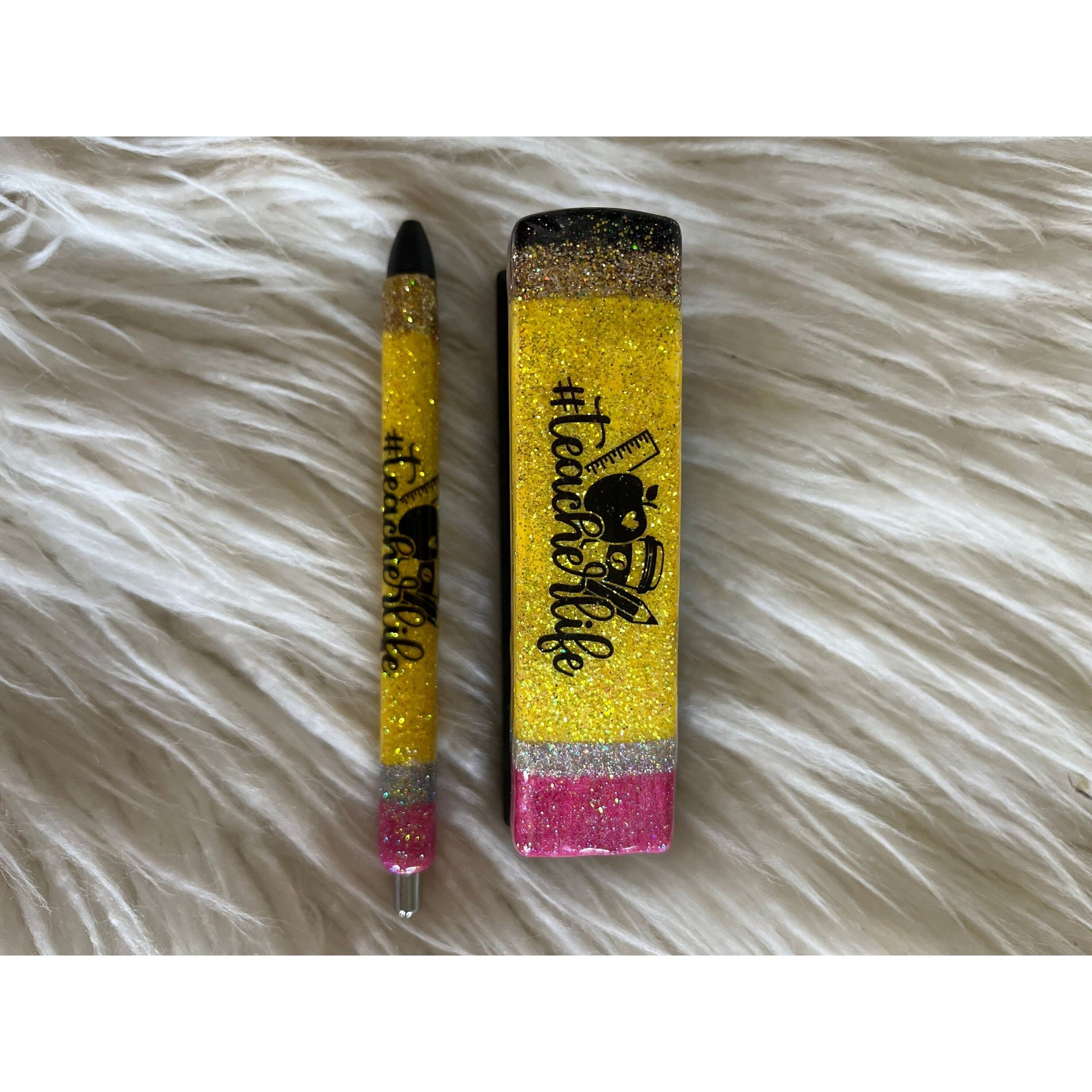 Teacher gift glitter pen matching stapler #teacherlife pencil
