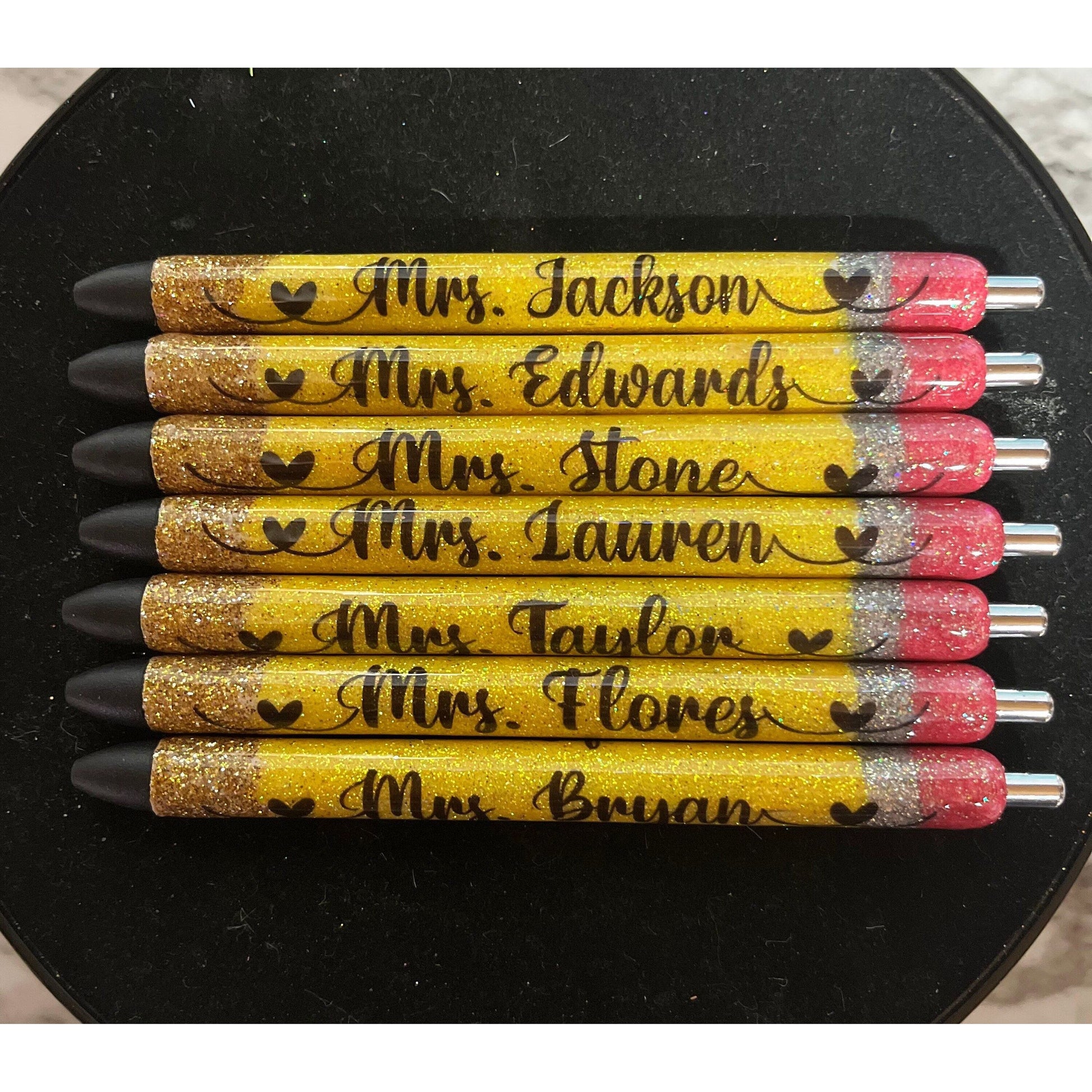 Glitter Pencil Pen Teacher Pen Teacher Gift Personalized Glitter Pen Valentines Gift Pencil Pen Custom