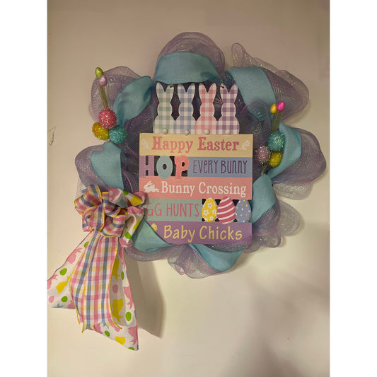 Easter bunny wreath door hanger FREE shipping ready to ship