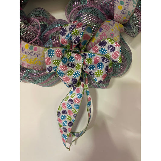 Happy Easter bunny wreath door hanger spring