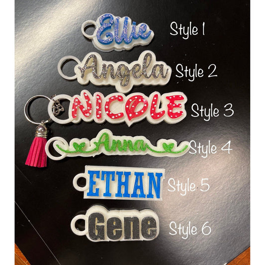 Backpack Name Tag | Acrylic Keychain | Retro Name Keychain | Personalized Name Tag | Diaper Bag Tag | Lunch Box Tag | Kids Tag