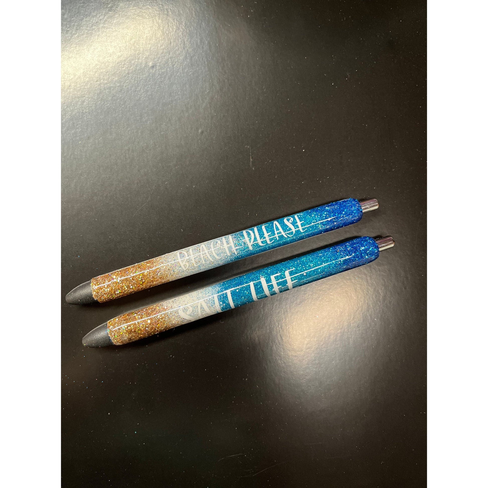 Beach theme glitter pens beach please salt life