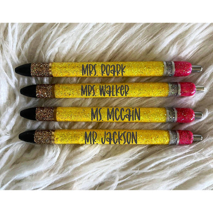Glitter Pencil Pen Teacher Pen Teacher Gift Personalized Glitter Pen Valentines Gift Pencil Pen Custom