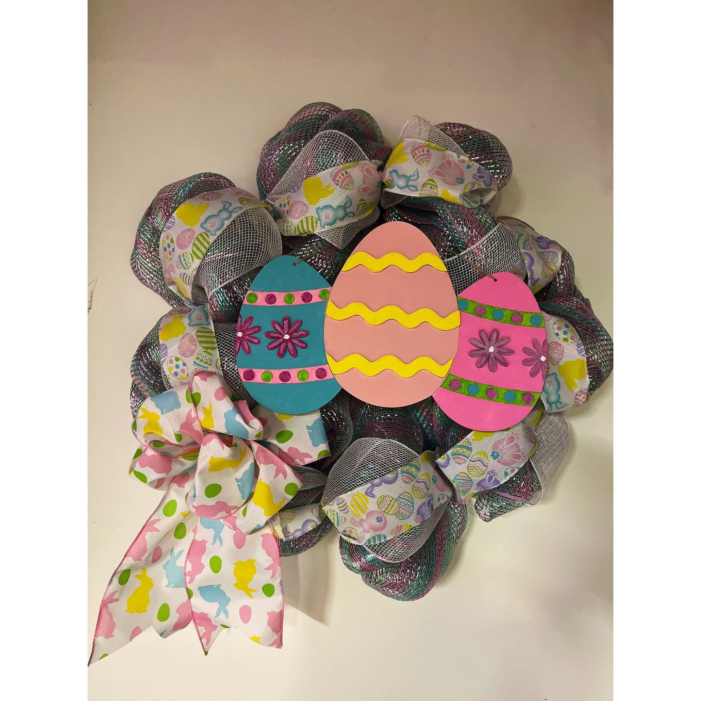 Easter Egg Bunny Spring wreath door hanger