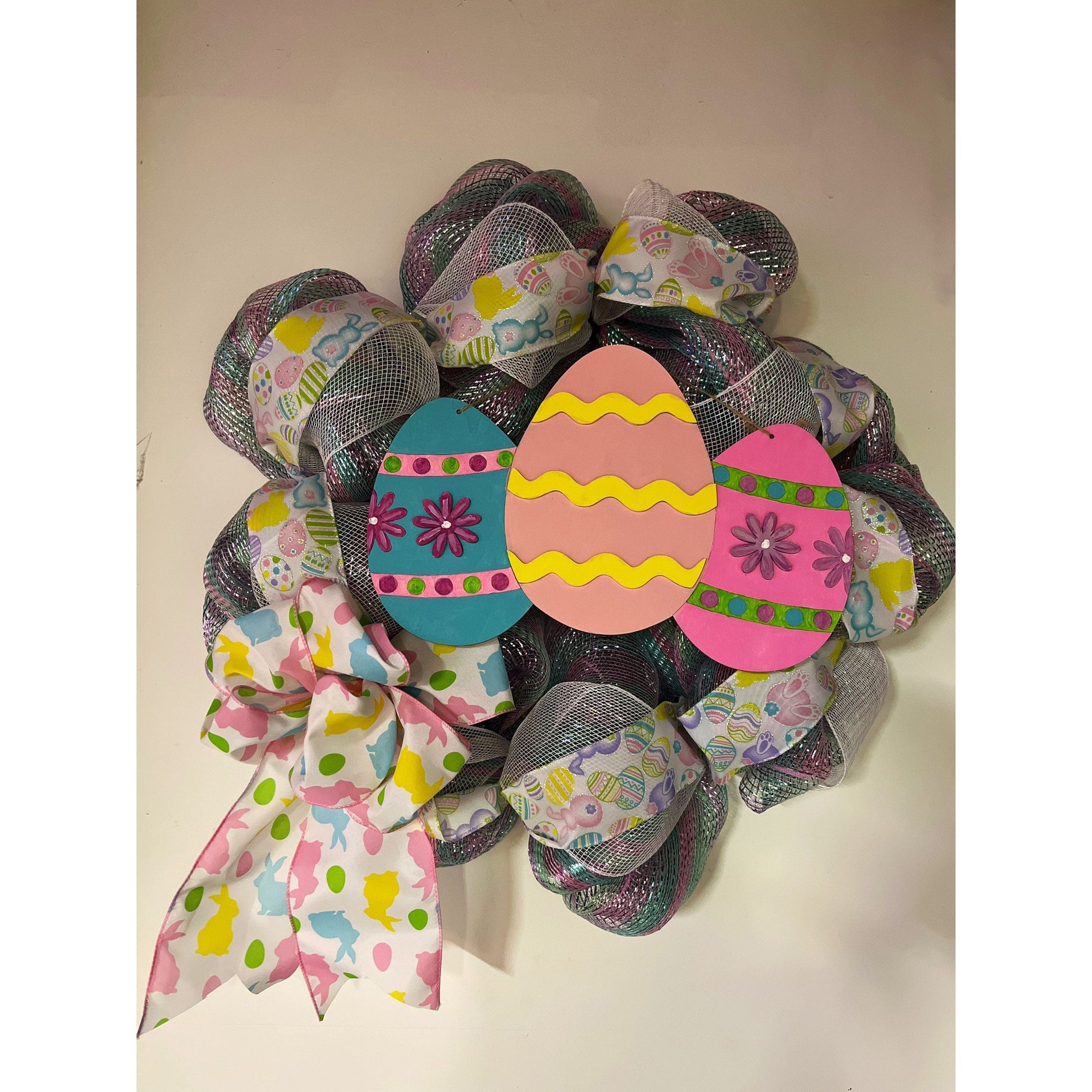 Easter Egg Bunny Spring wreath door hanger