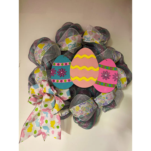 Easter Egg Bunny Spring wreath door hanger