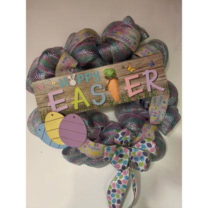 Happy Easter bunny wreath door hanger spring