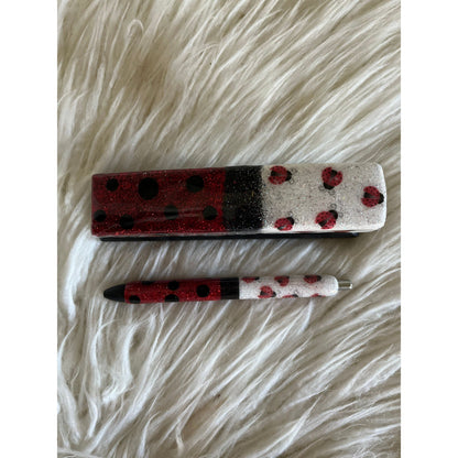 Ladybug Glitter Stapler Pen set office spring desk set custom stapler