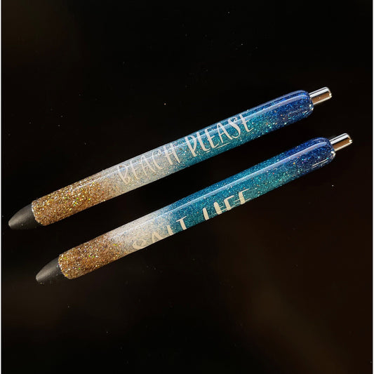 Beach theme glitter pens beach please salt life