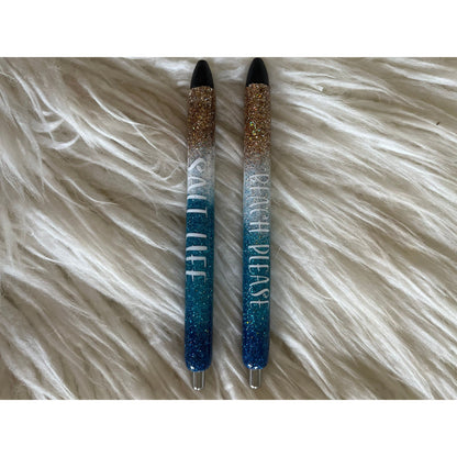 Beach theme glitter pens beach please salt life